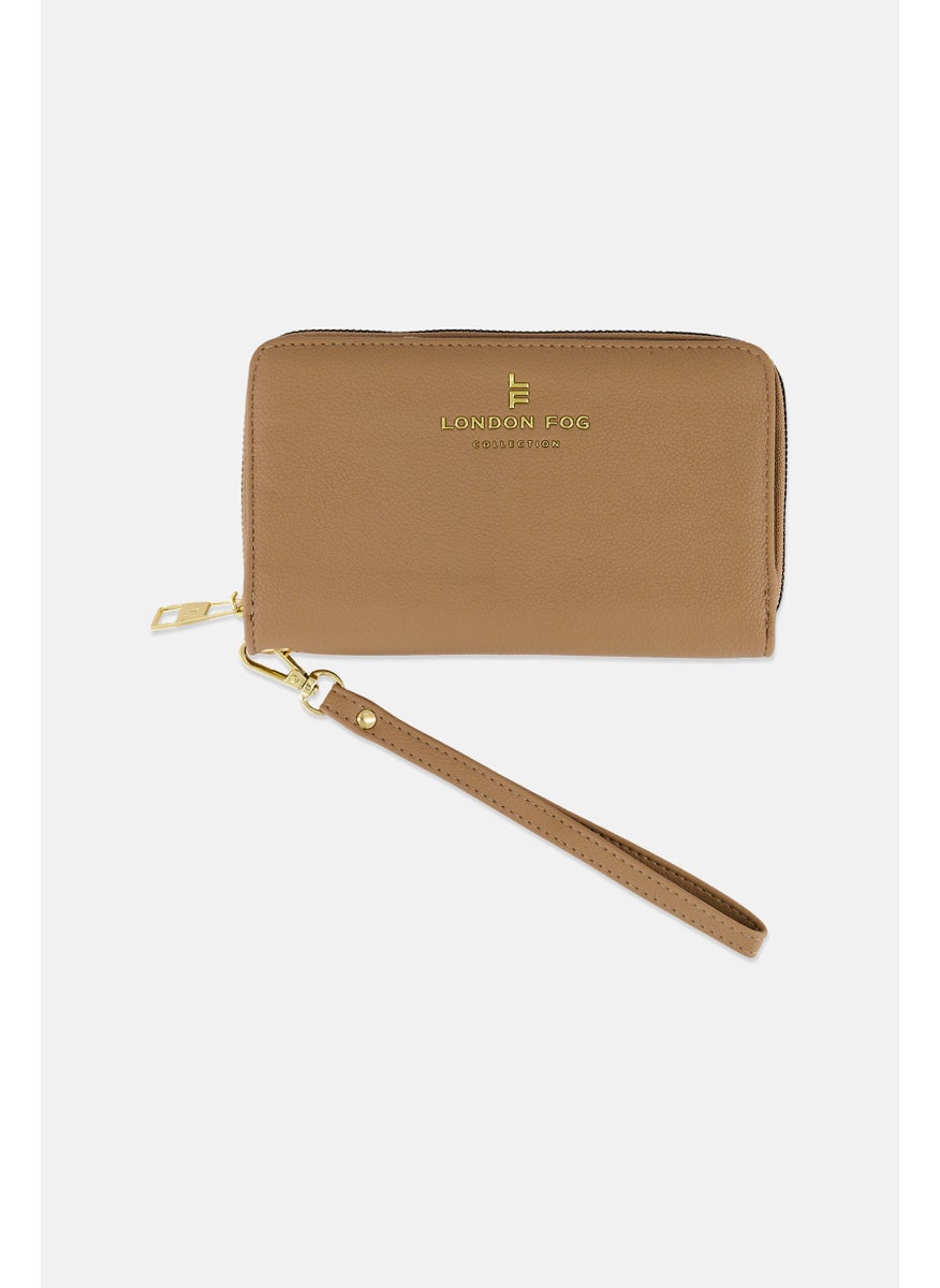 London Fog Women Brand Logo Zip Wallet 12 H x 20 L x 2 W cm, Beige  - Image 1