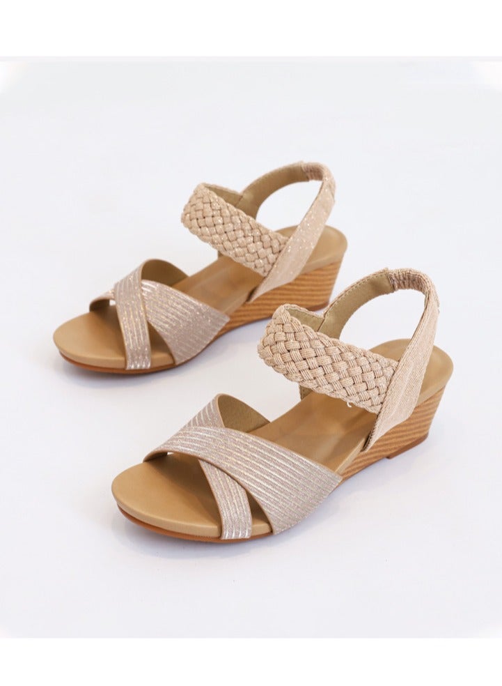 SIKETU Slope And Summer Plus Size Comfortable And Fashionable Women's Woven Roman Sandals - Image 2