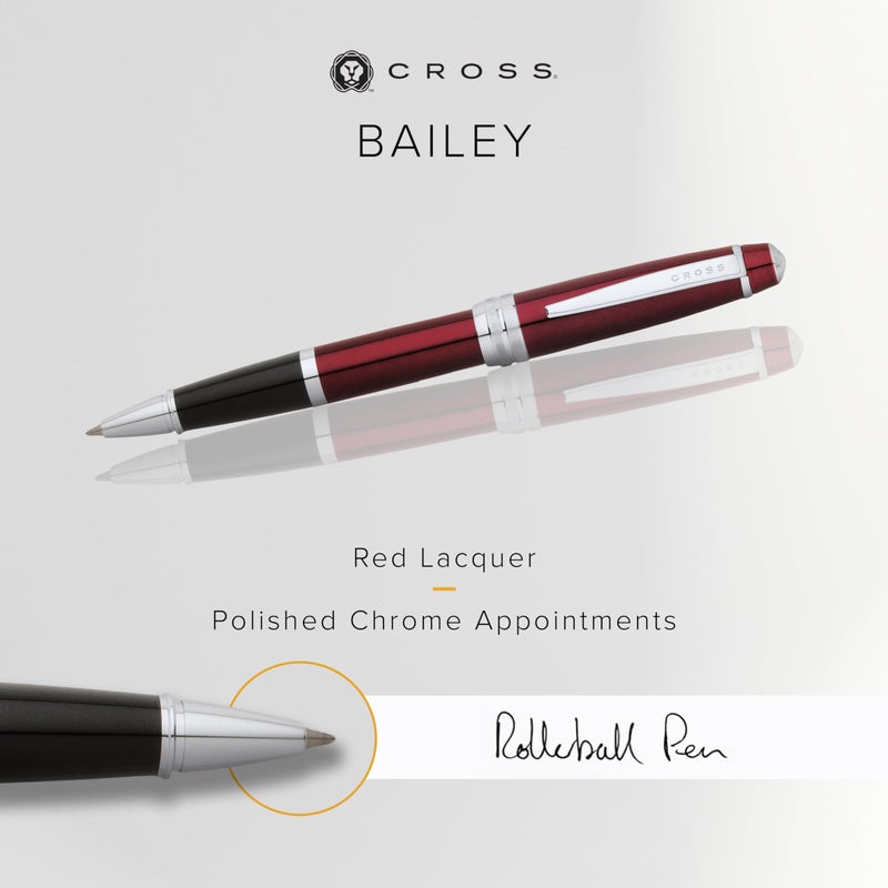 Cross قلم حبر جل قابل لإعادة التعبئة من كروس بيلي، رولر بال متوسط، يشمل علبة هدايا فاخرة - لاقط أحمر - Image 2