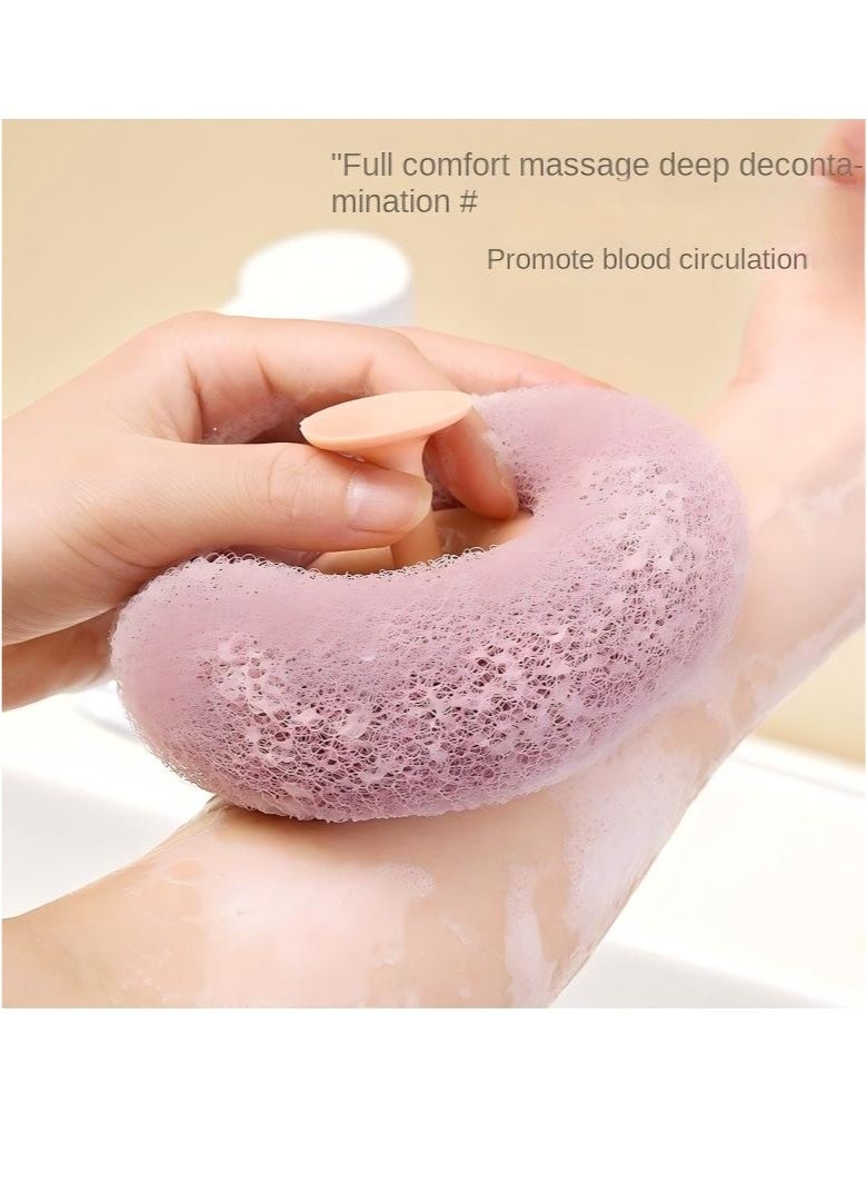 Bath flower donut bath ball suction cup firm and non-slippery hand stronger water absorption, spiral weaving upgraded polka dot 3-second foaming deep cleaning Gentle massage SPA bath-level bathing experience - Image 2