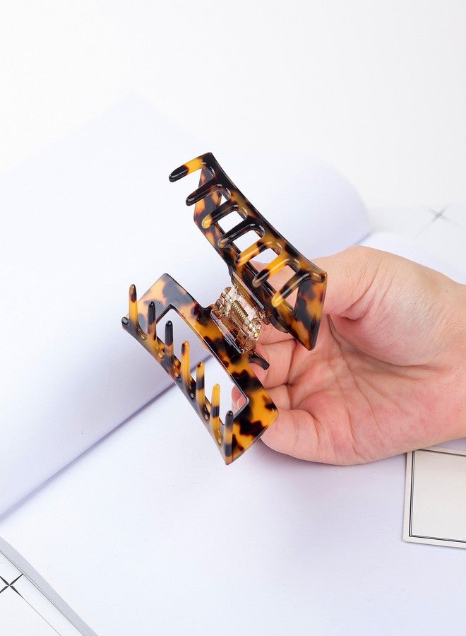 Prettyou Handmade Celluloid French Design Hollow Rectangle Barrettes Tortoise Shell Hair Claw Luxury Fashion Accessories Hair Clip for Women (A) - Image 5