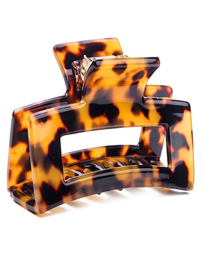 Prettyou Handmade Celluloid French Design Hollow Rectangle Barrettes Tortoise Shell Hair Claw Luxury Fashion Accessories Hair Clip for Women (A) - Image 1