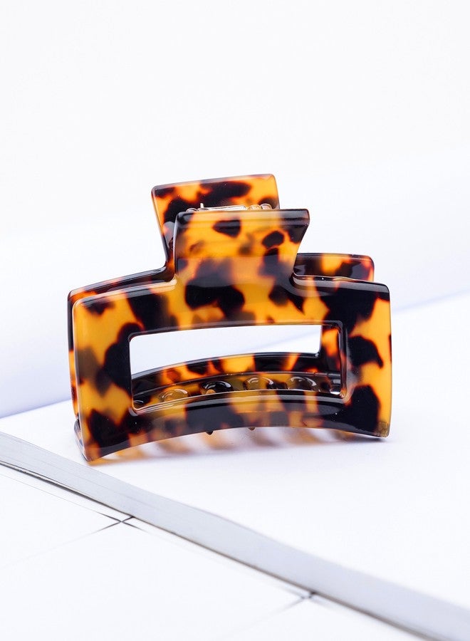 Prettyou Handmade Celluloid French Design Hollow Rectangle Barrettes Tortoise Shell Hair Claw Luxury Fashion Accessories Hair Clip for Women (A) - Image 2