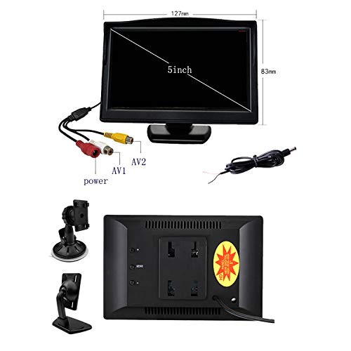 Padarsey 5 Inch TFT LCD Car Color Rear View Monitor Screen for Parking Rear View Backup Camera with 2 Optional Bracket(Suckers Mount and Normal Adhesive Stand) - Image 5