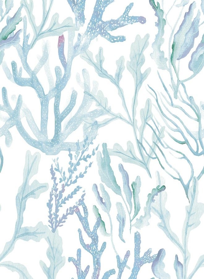 Tempaper Aqua Coral Reef Removable Peel and Stick Wallpaper, 20.5 in X 16.5 ft, Made in The USA - Image 1