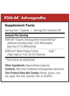 دايلي نوترا KSM-66 Ashwagandha 600mg - مستخلص الجذر العضوي - الفوائد الصحية تشمل تقليل التوتر والقلق وزيادة الطاقة والتركيز (90 كبسولة نباتية)  - Image 4
