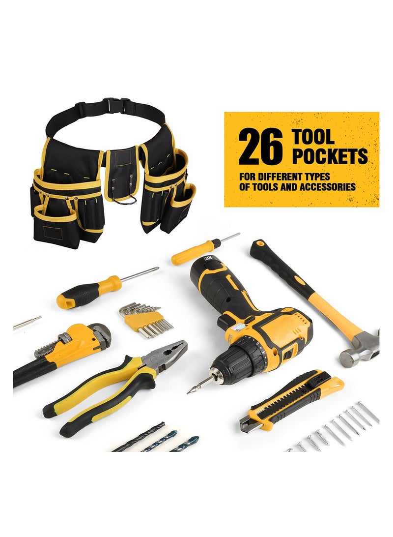 Tool Pouch UUP Tool Belt With Hammer Holder 26 Pockets Tool Organizer For Electrician Carpenter Construction  - Image 3