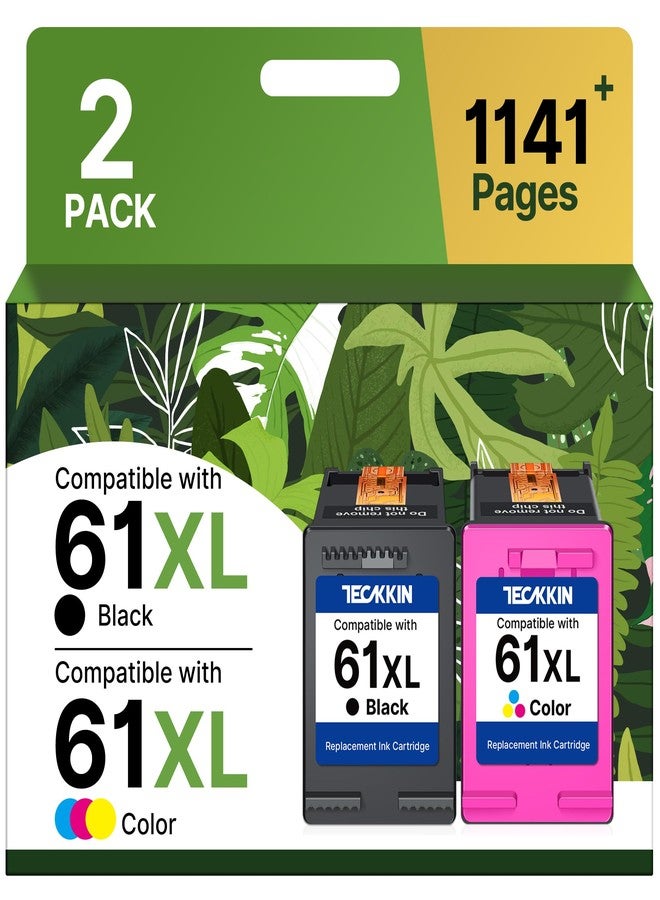 TECKKIN Printer Ink 61XL Replacement for HP Ink 61 for HP 61 Ink Cartridge Combo Pack Fit for Envy 4500 5530 4501 4502 DeskJet 1000 1010 1050 1510 2050 2510 2540 OfficeJet 2620 4630 Printer (2 Pack) - Image 1
