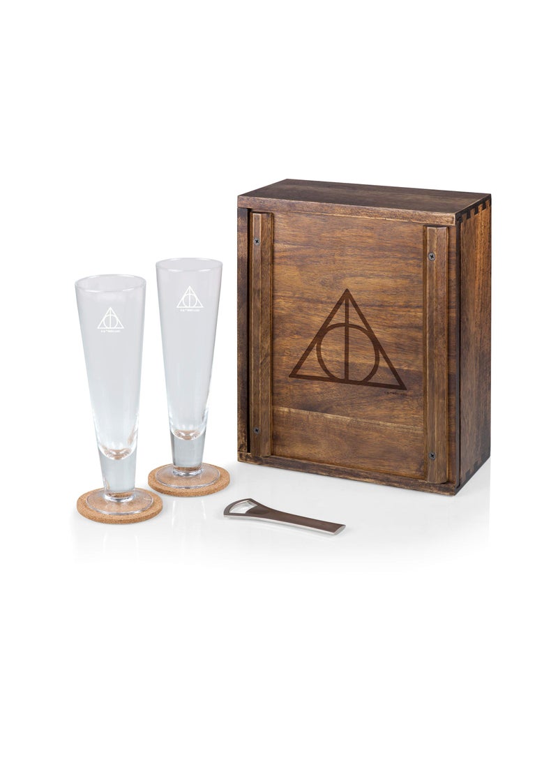 PICNIC TIME PICNIC TIME Harry Potter Deathly Hallows Drinking Glasses Gift Set Harry Potter Gifts Acacia Wood 