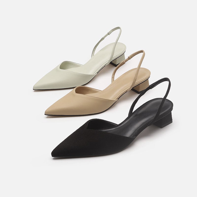 2024 New Summer Simple Closed-Toe Sandals for Women, Pointed Toe Square Heel Sandals, High Heel Thin Strap Large Size Fashion Shoes - Image 2
