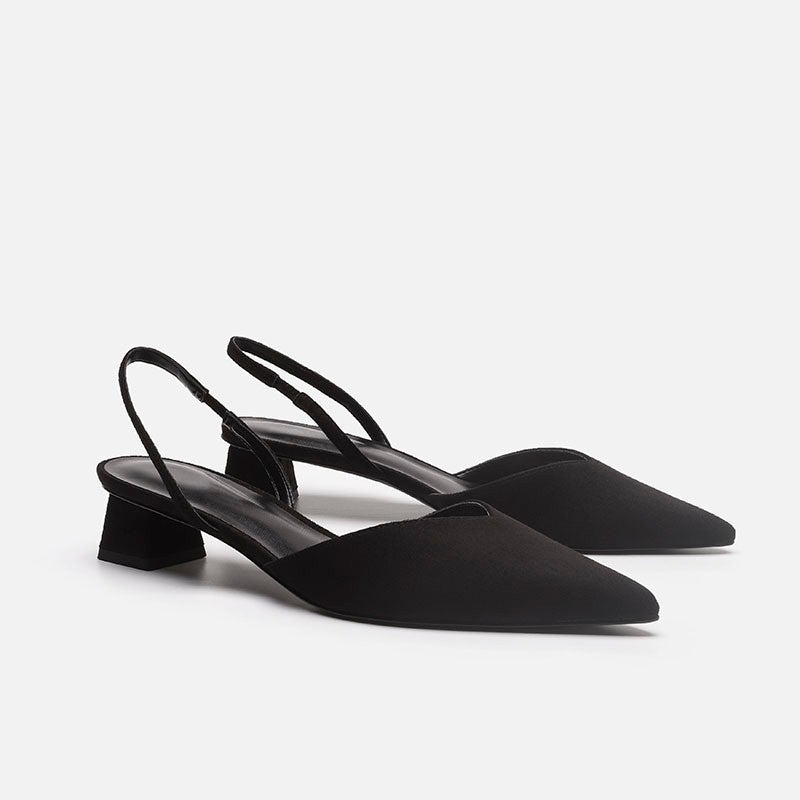 2024 New Summer Simple Closed-Toe Sandals for Women, Pointed Toe Square Heel Sandals, High Heel Thin Strap Large Size Fashion Shoes - Image 4