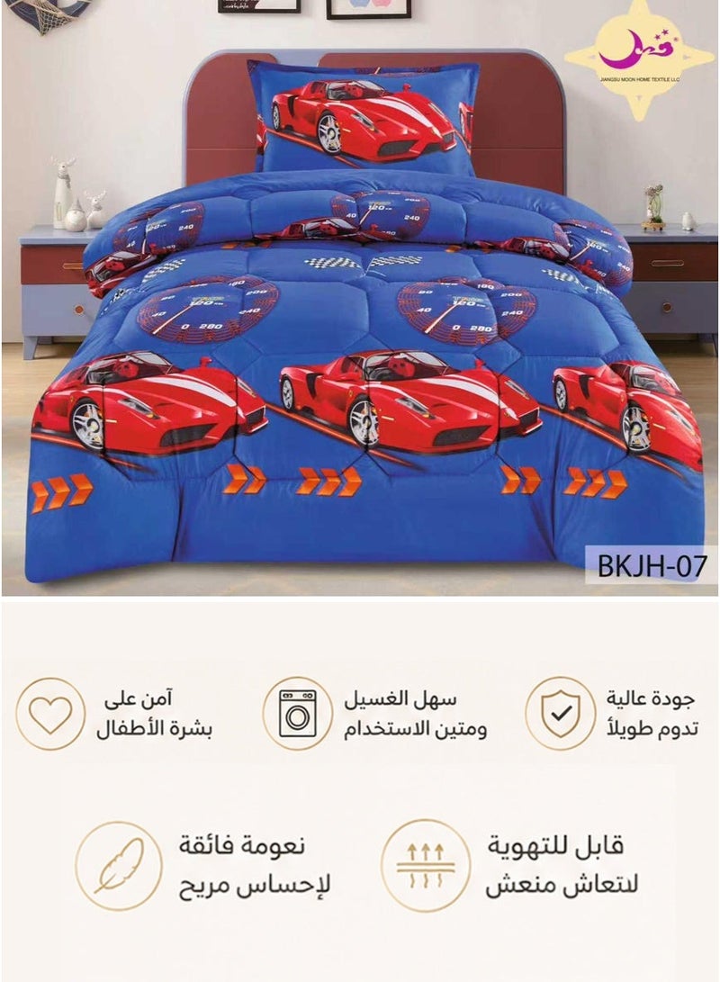مون مفرش سرير أطفال 3 قطع | لحاف مبطن ناعم 170×220 سم | شرشف مغاط 120×200+35 سم | تصميم مريح للنوم اليومي - Image 3