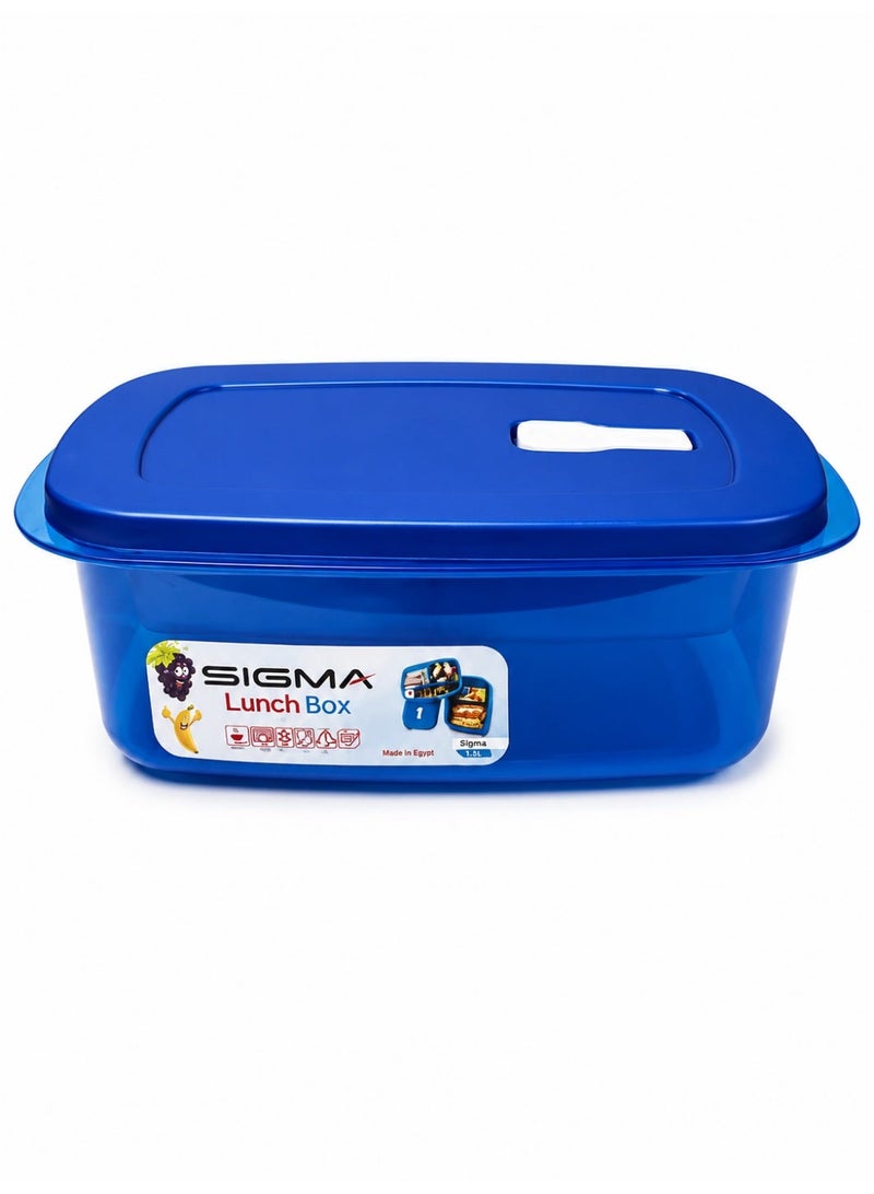 SIGMA Title Sigma Lunch Box 2 L with Spoon, Fork & Knife – Reusable Food Container with Secure Lid Blue - Image 1