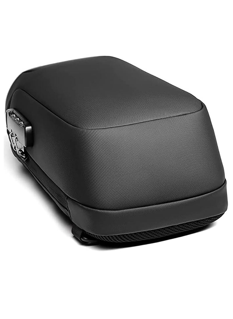 Contex - Multifunctional Water-Proof Chest Bag with USB Charging Port and Anti-theft Lock - Black - Image 1