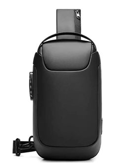 Multifunctional Water-Proof Chest Bag with USB Charging Port and Anti-theft Lock - Black