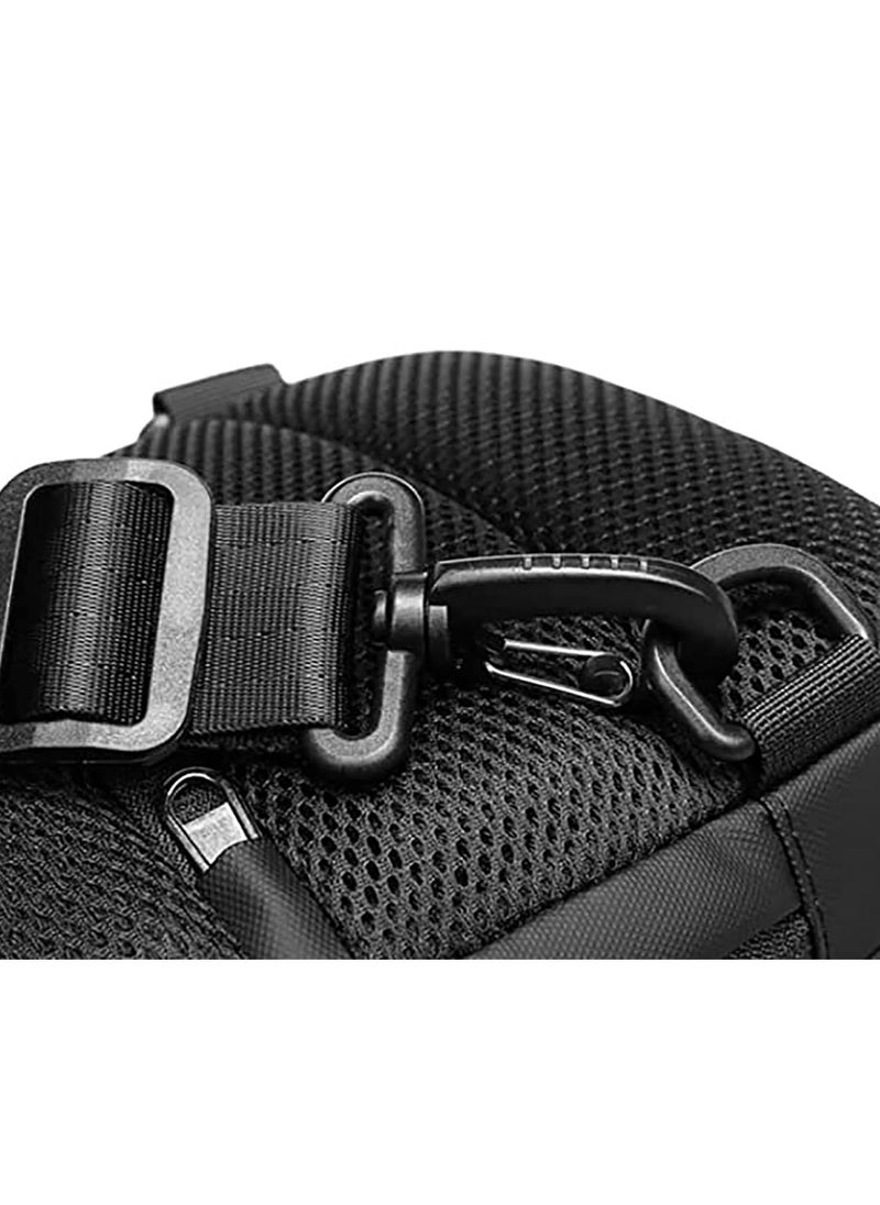 Contex - Multifunctional Water-Proof Chest Bag with USB Charging Port and Anti-theft Lock - Black - Image 1