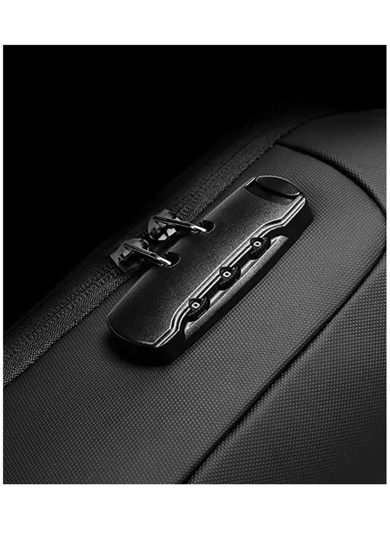 Contex - Multifunctional Water-Proof Chest Bag with USB Charging Port and Anti-theft Lock - Black - Image 1
