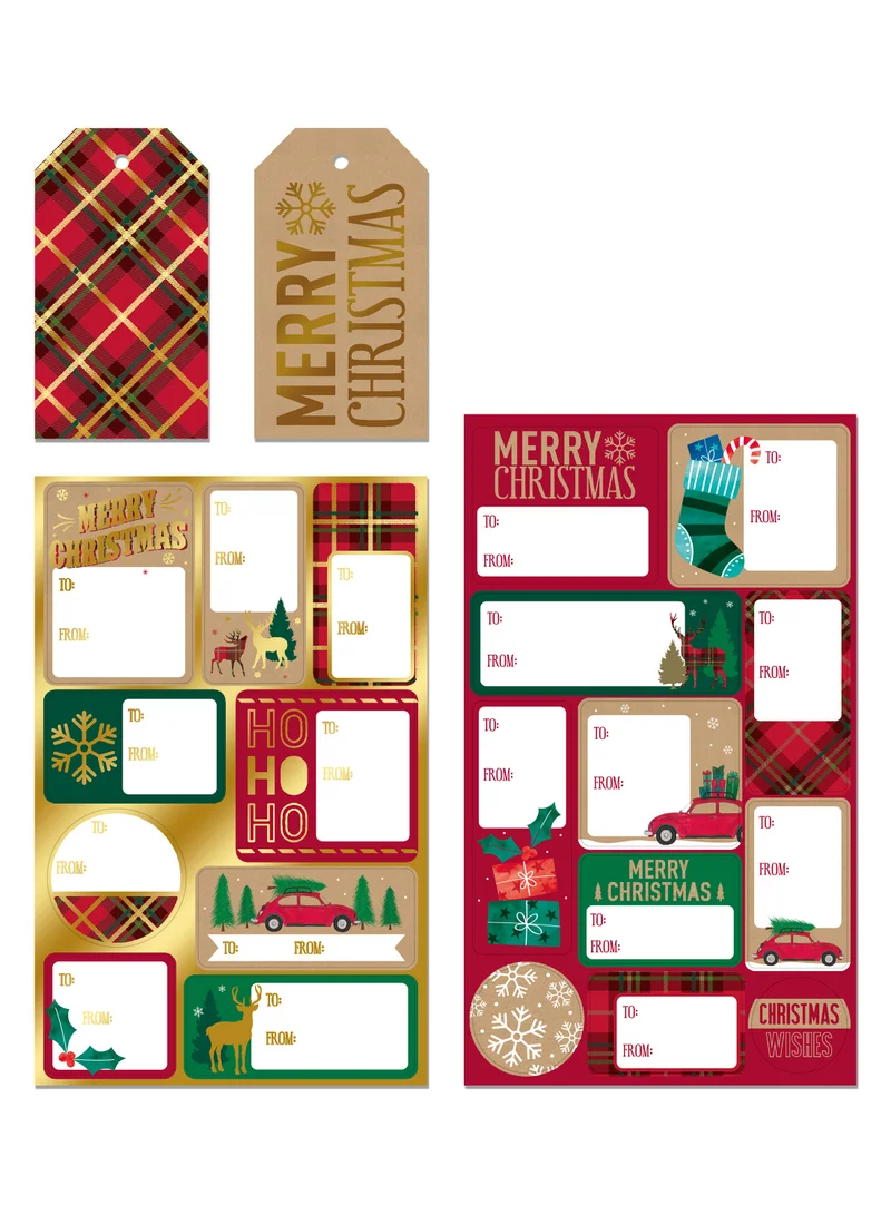 EuroWrap Tartan Tag and Sticker Set - 55 Pack