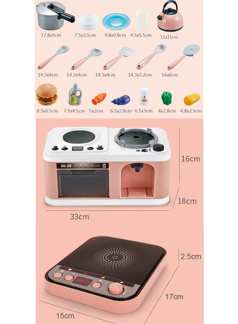 Pink Kitchen Table 30 Pieces Children'S Play House Simulation Sound And Light Spray Mini Kitchen Cooking Toys Boys And Girls Frying Cooking Educational Toys - Image 2