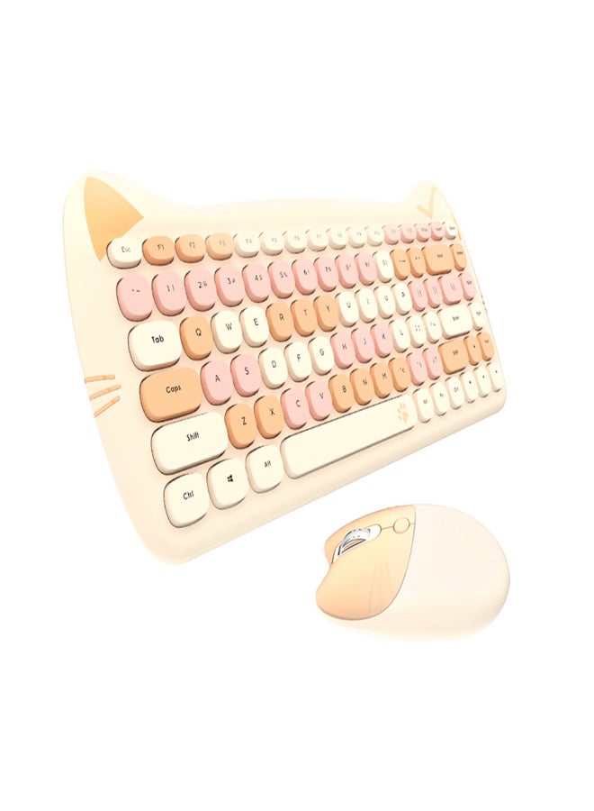 GEEZER 2.4G Wireless Keyboard Combo 84 Keys Membrane Keyboard Ergonomic 3-gear Adjustable DPI Cute Appearance Yellow - Image 1