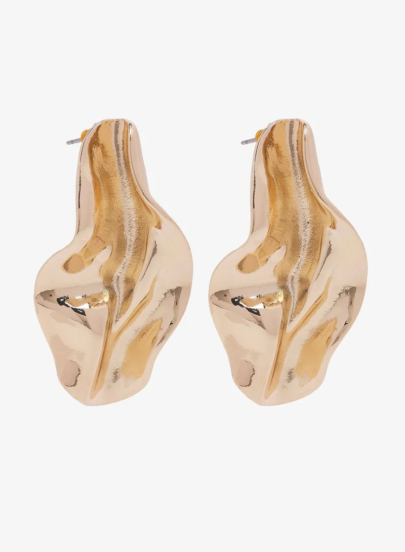 Ginger Chunky Asymmetical Gold Earrings