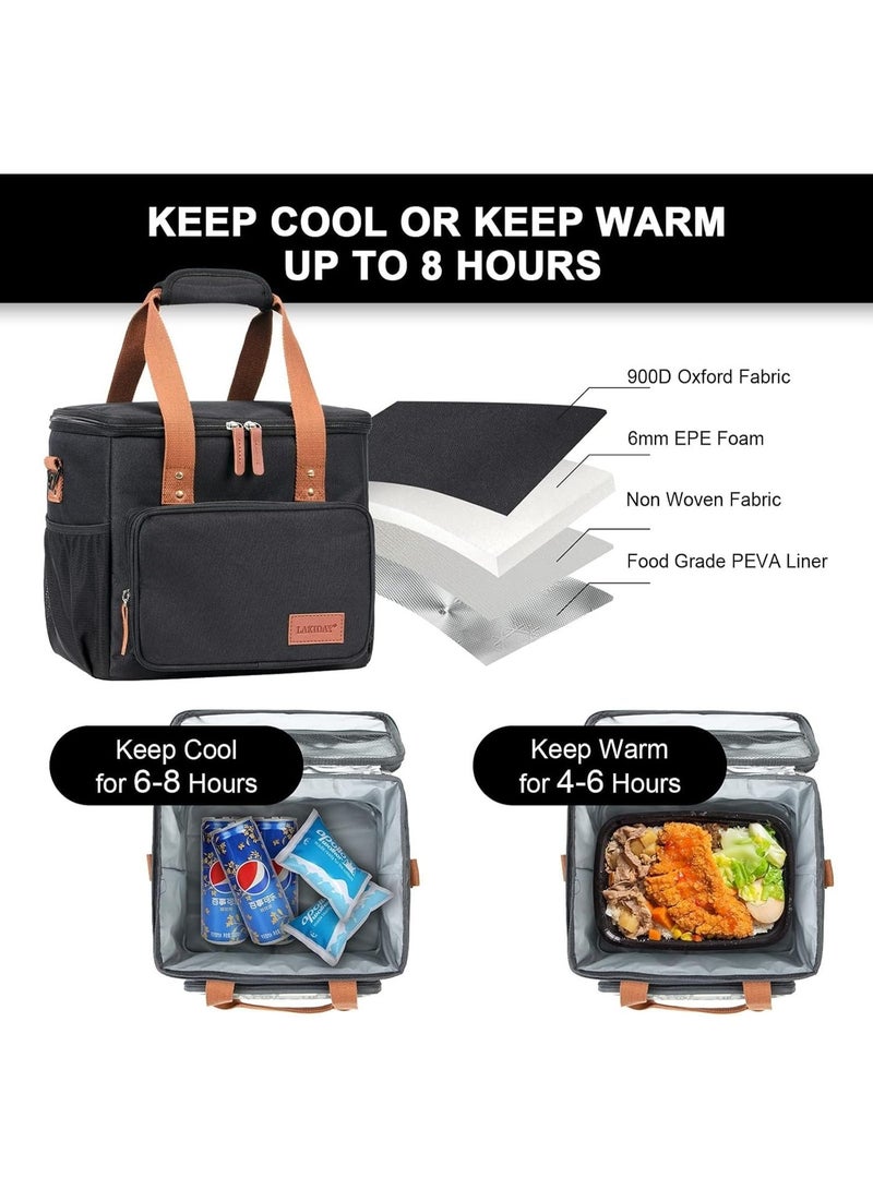 16L Thermal Lunch Bag for Adults – Durable Waterproof Reusable Cooler Tote with Food-Safe Aluminum Foil Interior – Large Capacity Holds Meals, Snacks, and Up to 20 x 330ml – Ideal for Work, School, Travel, Outdoor Activities, and Family Trips - Image 2