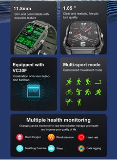 JOYFOCUS Y1 Wireless Charging Low-Power Smart Sports Watch with Ultra-Thin Design, Scientific Sleep Tracking, and 2-Week Battery Life - Military Green  - Image 3
