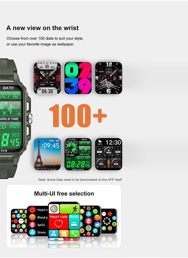 JOYFOCUS - Y1 Wireless Charging Low-Power Smart Sports Watch with Ultra-Thin Design, Scientific Sleep Tracking, and 2-Week Battery Life - Military Green - Image 1