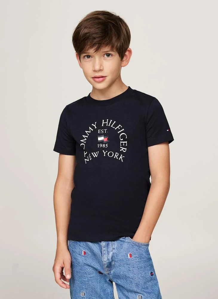 تومي هيلفيغر Kids Logo Crew Neck T-Shirt