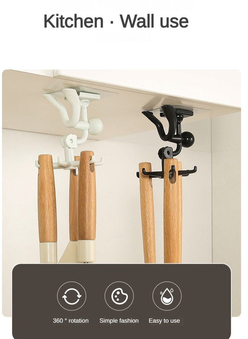 Rotating Kitchen Hook Without Hole Strong Adhesive Simple Modern 360 Degree Hanging Holder Black Color - Image 3