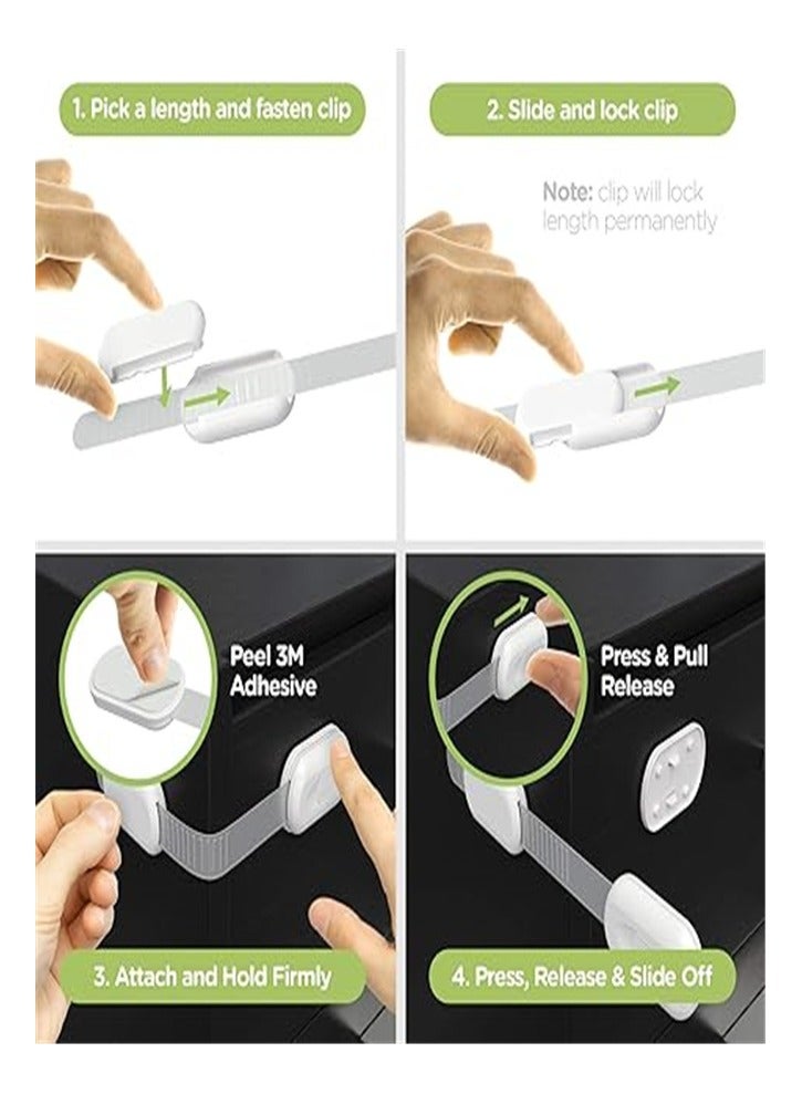 Goolsky Baby Locks (6-Pack) Child Safety Cabinet Proofing - Safe Quick and Easy 3M Adhesive Cabinet Drawer Door Latches No Screws & Magnets Multi-Purpose for Furniture Kitchen Ovens Toilet Seats - Image 2