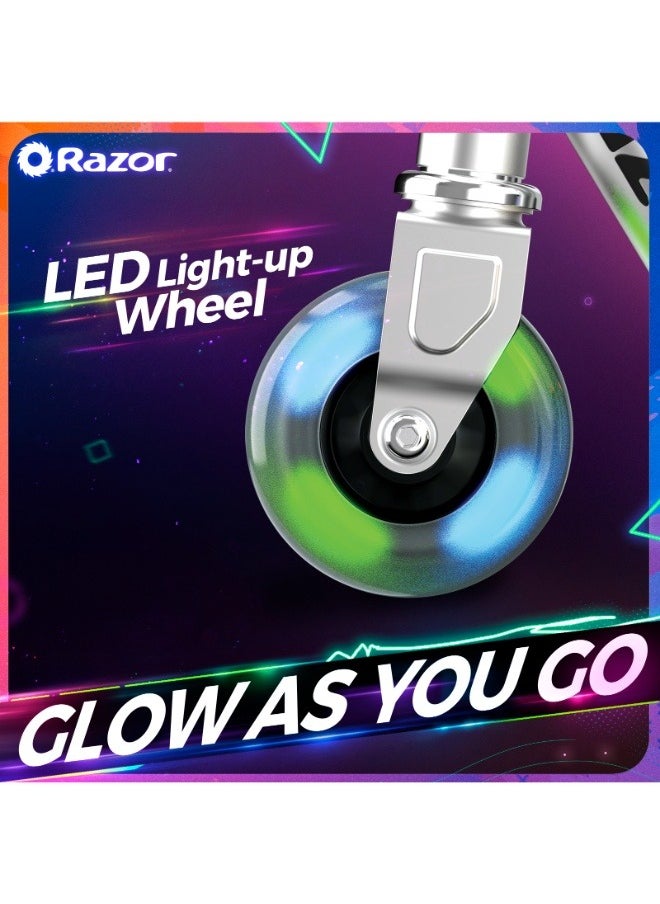 Razor - Color Rave Kids Scooter, 12 km/h Max Speed, Colorful LED Light Show, Up to 30 Minutes Ride Time, Lightweight Steel Frame, Electric Scooter For Kids Ages 6+ ,50 kg Rider Limit Childrens Scooter - Image 1