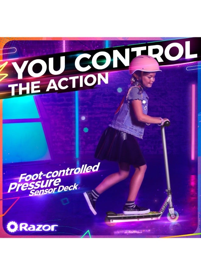 Razor - Color Rave Kids Scooter, 12 km/h Max Speed, Colorful LED Light Show, Up to 30 Minutes Ride Time, Lightweight Steel Frame, Electric Scooter For Kids Ages 6+ ,50 kg Rider Limit Childrens Scooter - Image 1