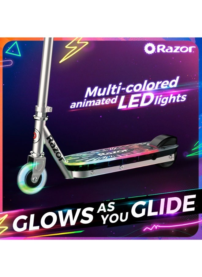 Razor - Color Rave Kids Scooter, 12 km/h Max Speed, Colorful LED Light Show, Up to 30 Minutes Ride Time, Lightweight Steel Frame, Electric Scooter For Kids Ages 6+ ,50 kg Rider Limit Childrens Scooter - Image 1