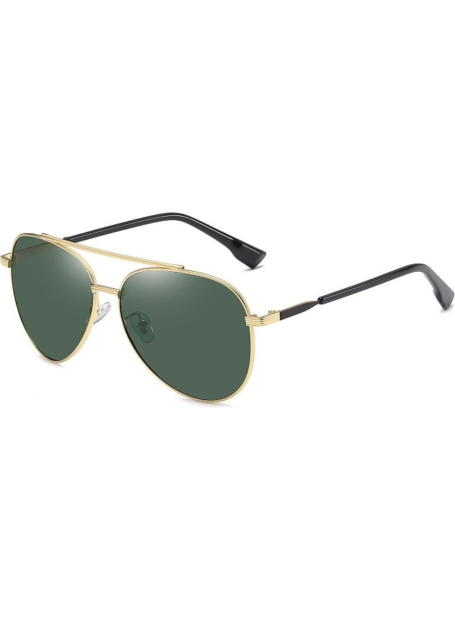 NALANDA NALANDA Men's Polarized Brand Sunglasses With UV400 HD Lens, Outdoor Sport Driving Sun glasses, Classic Retro Designer Style, 100% UV Blocking (Green)- 143mm - Image 1