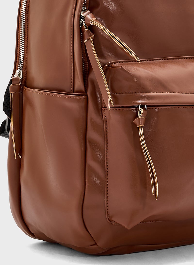 Robert Wood Faux Leather Casual Backpack With Usb Port  - Image 4