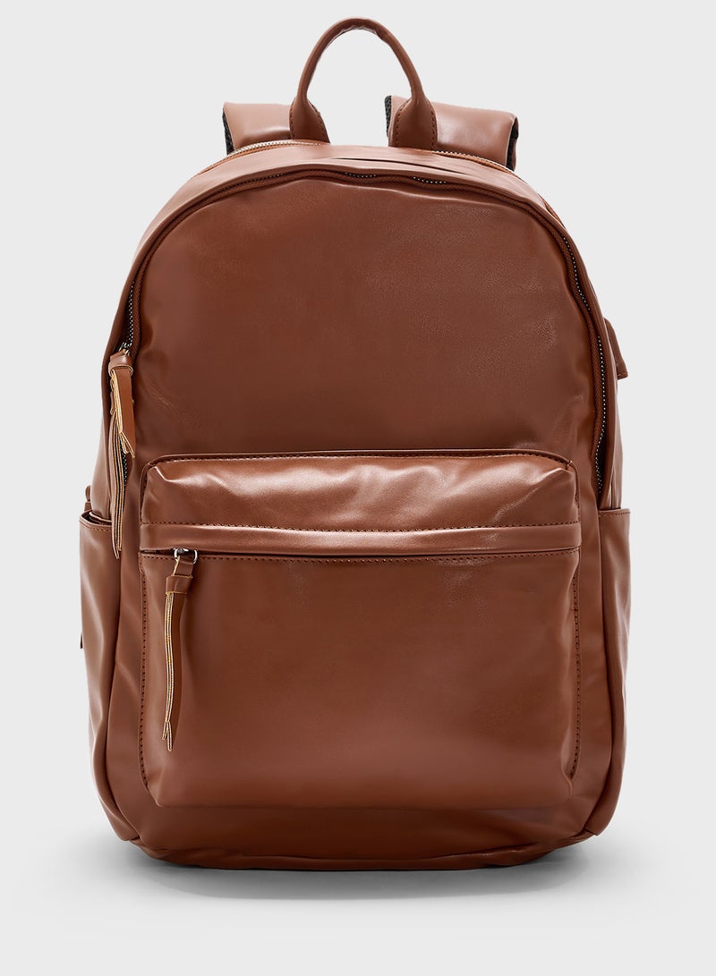 Robert Wood Faux Leather Casual Backpack With Usb Port  - Image 1