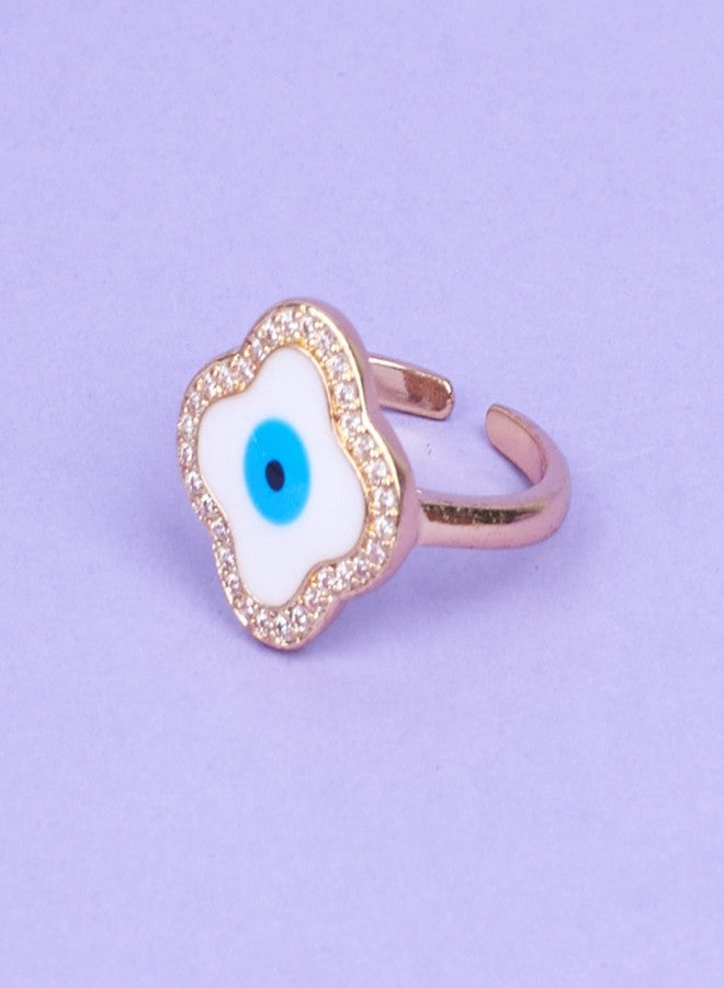 SALTY Anti Tarnish Greek Evil Eye Finger Ring for Women | Adjustable Fancy Jewellery Design | Latest Fashion Accessories for Girls | Minimal Jewelry | Ideal for Gifting | Marriage, Birthday | Gift for Valentine Day - Image 3