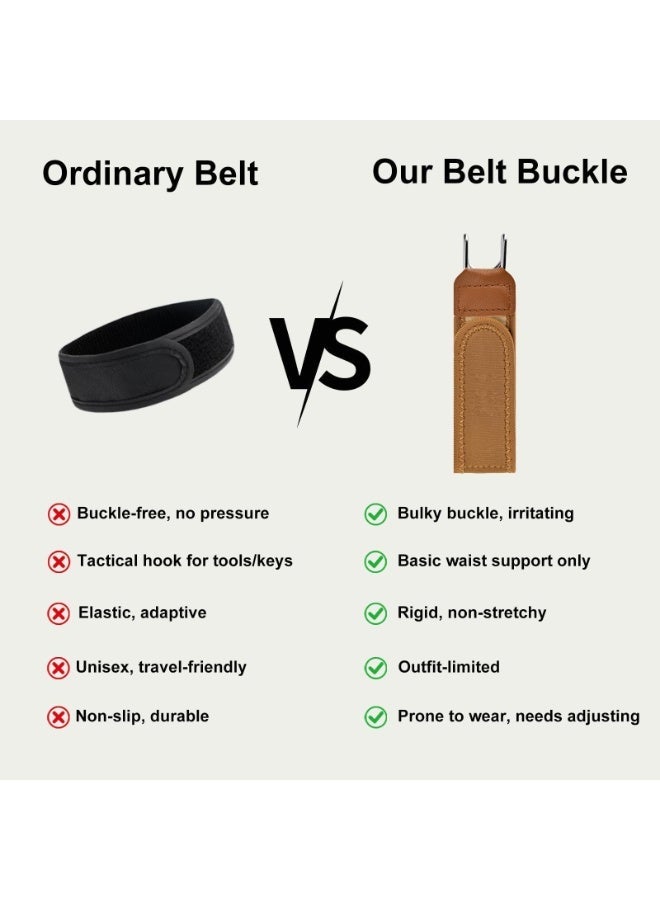 Bukela 2026 New Tactical Metal Hook Belt, 2 PCS Buckleless Elastic Belt with Secure Hook Closure, Adjustable No Buckle Design for Men and Women, Perfect Valentine‘s Day Gift(Brown) - Image 2