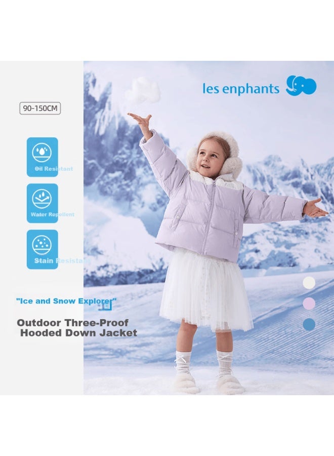 Les enphants Liyingfang Children's Down Jacket Boys Girls Thick Down Coat Vibrant Light Purple 100 CM - Image 1