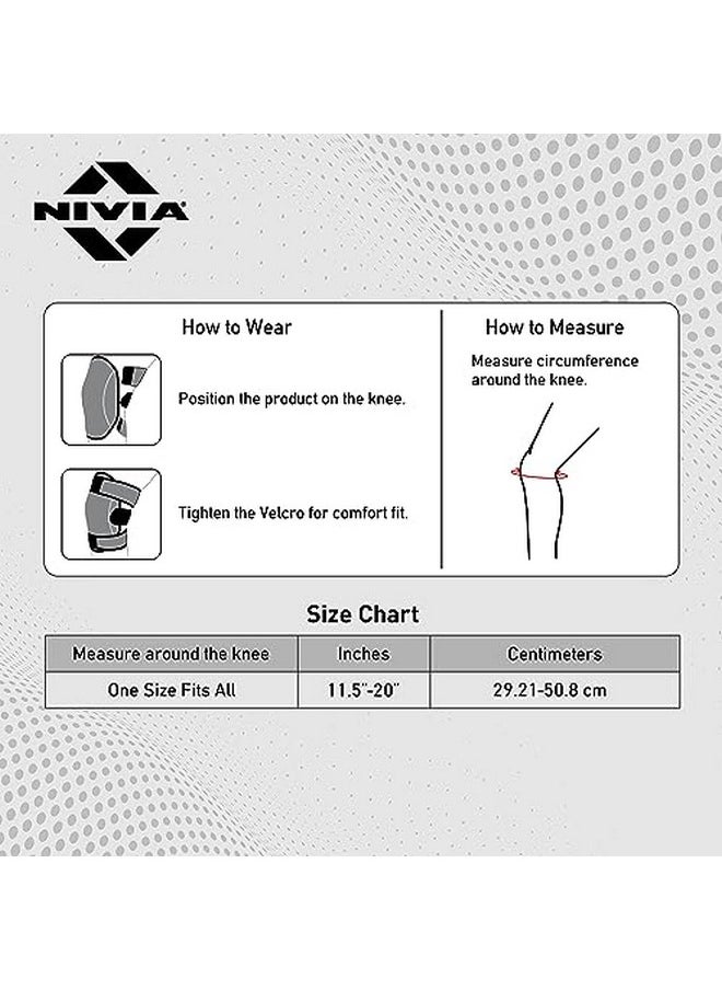 Nivia - Nivia Knee Support for men and women|Knee Brace|Knee Guard |Knee Cap|Knee Wrap|Knee pain relief |Knee Belt|Running|cycling, Gym For Comfort & Adjustable with Velcro, Made of Neoprene Free Size(Black) - Image 1
