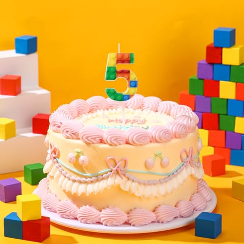 Rossesay Building Block Number 0-9 Birthday Cake Candle Numeral Birthday Sparkler Candles for Building Block Cake Topper for Party Decorations Supplies(Number 5) - Image 4