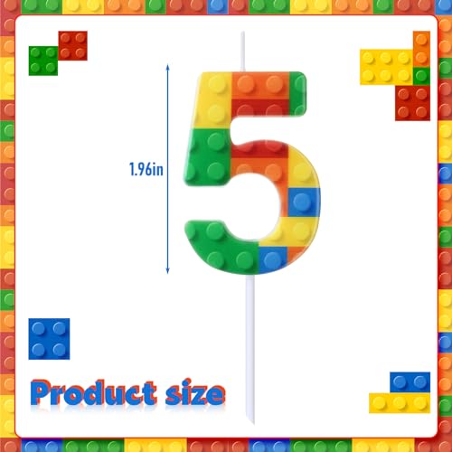 Rossesay Building Block Number 0-9 Birthday Cake Candle Numeral Birthday Sparkler Candles for Building Block Cake Topper for Party Decorations Supplies(Number 5) - Image 2