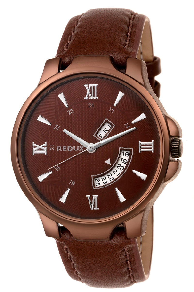 Redux Analogue Day Date Functioning Men’s & Boy's Watch V106 (Brown) - Image 5