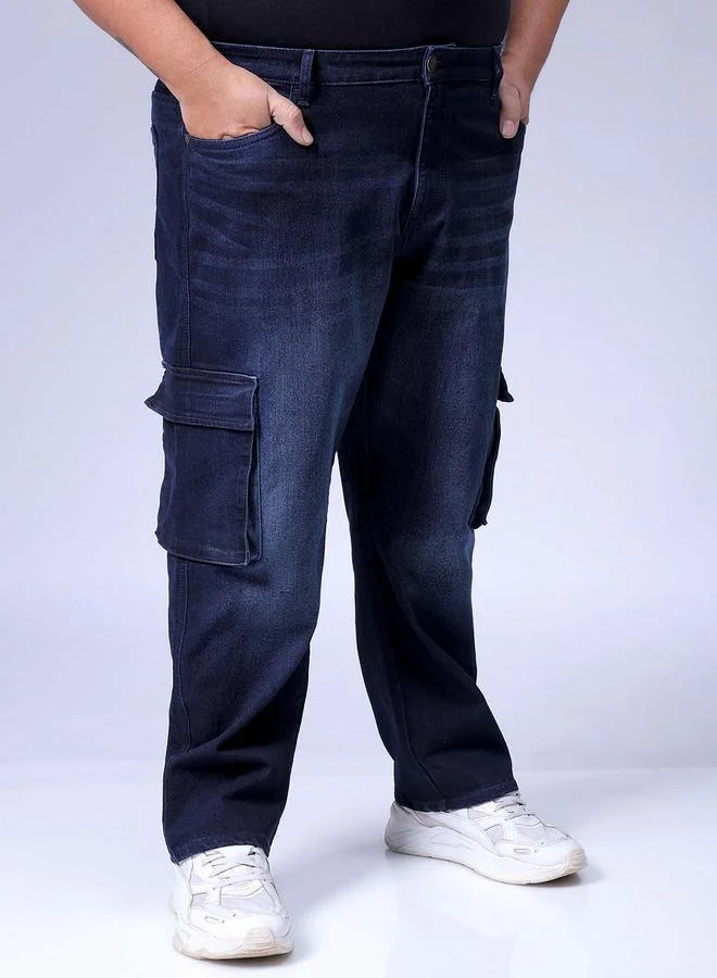 Take Two Blue Plus Size Men Blue Mid-Rise Cargo Jeans By Hardsoda for Men | Best Price UAE