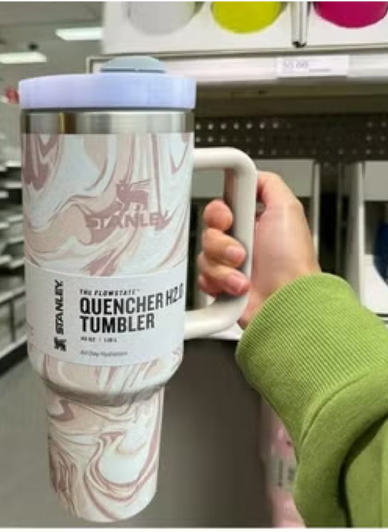 "Portable 40oz Vacuum Insulated Tumbler with Handle – Keeps Drinks Cold/Hot for Hours, Ideal for Travel"