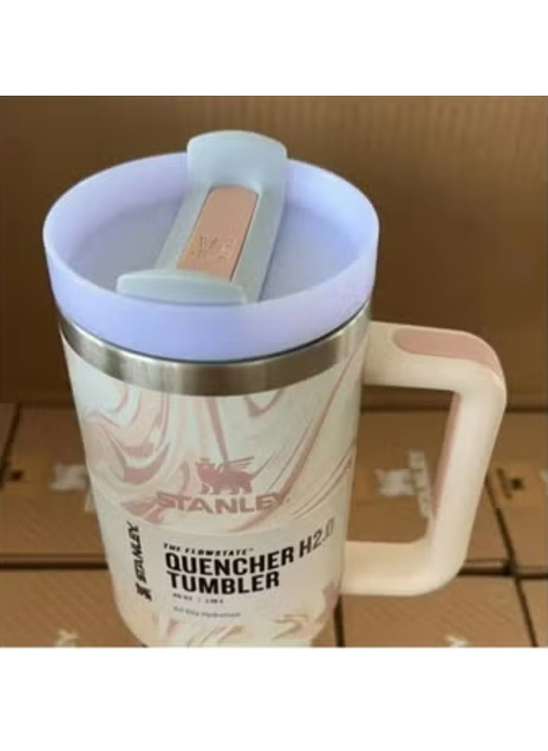 "Portable 40oz Vacuum Insulated Tumbler with Handle – Keeps Drinks Cold/Hot for Hours, Ideal for Travel"