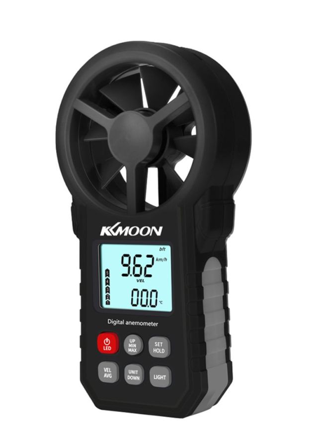 Handheld Portable Anemometer With LCD Backlight Black/Grey/Red 16.5x3.9x8.5cm