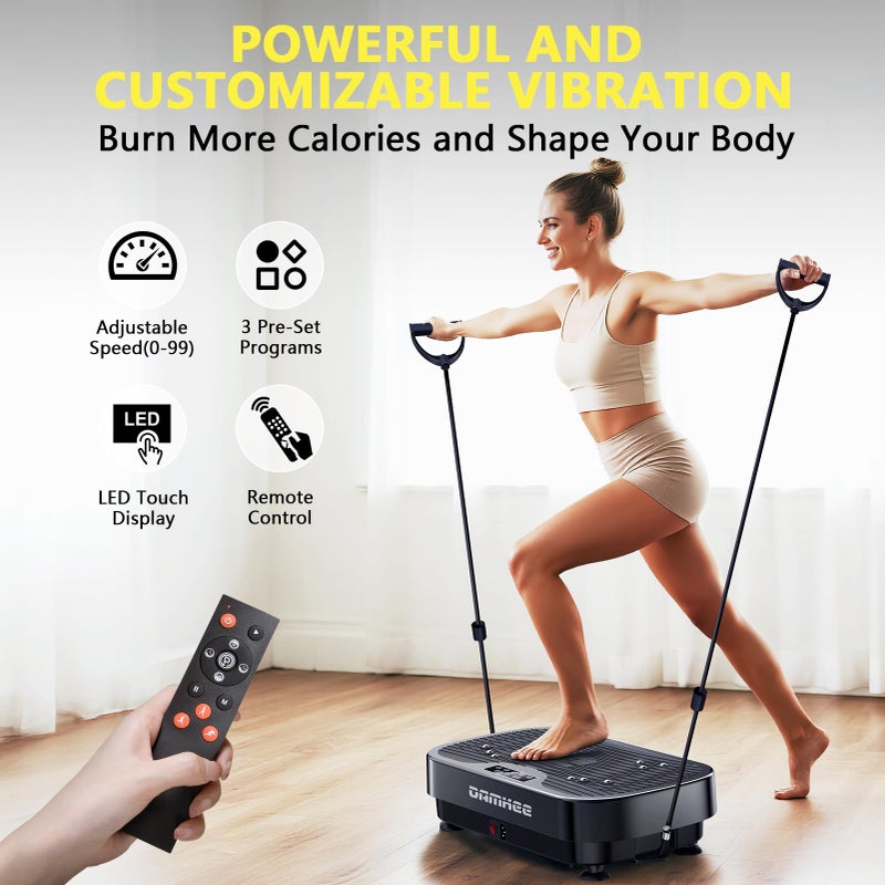 DamKee Vibrating Board Exercise Machine, Vibrating Platform for Lymphatic Drainage, 120 Speeds, Upgraded Vibrating Board for Weight Loss, Full Body Workout Equipment, Perfect for Home Fitness (Black) - Image 4