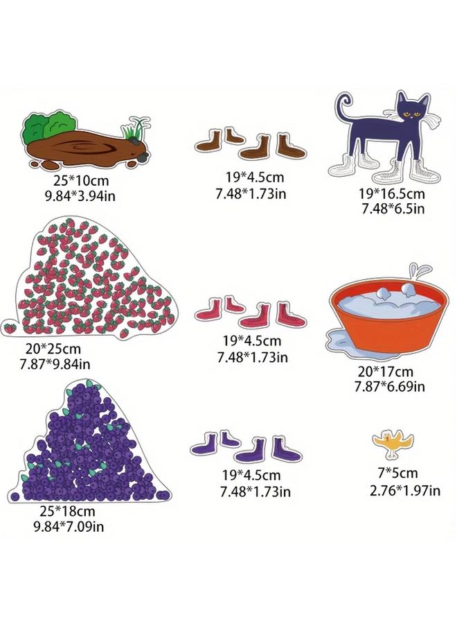 18 Felt Cards Pete the Cat White Shoes Puppet Set for Classroom Storytelling - Image 3